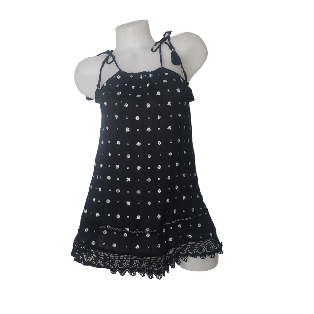 OLD NAVY Black Gauze Floral Strappy Tank Top  Size Small